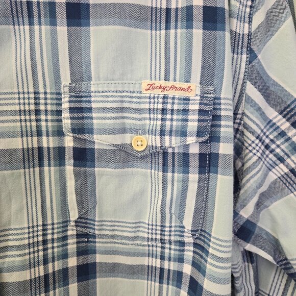 Lucky Brand Western Style Plaid Button Down Shirt Size XL - Picture 4 of 6
